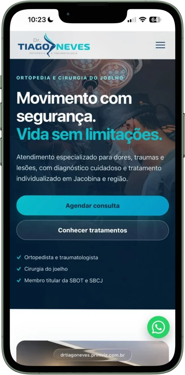 Página real do médico Tiago Neves
